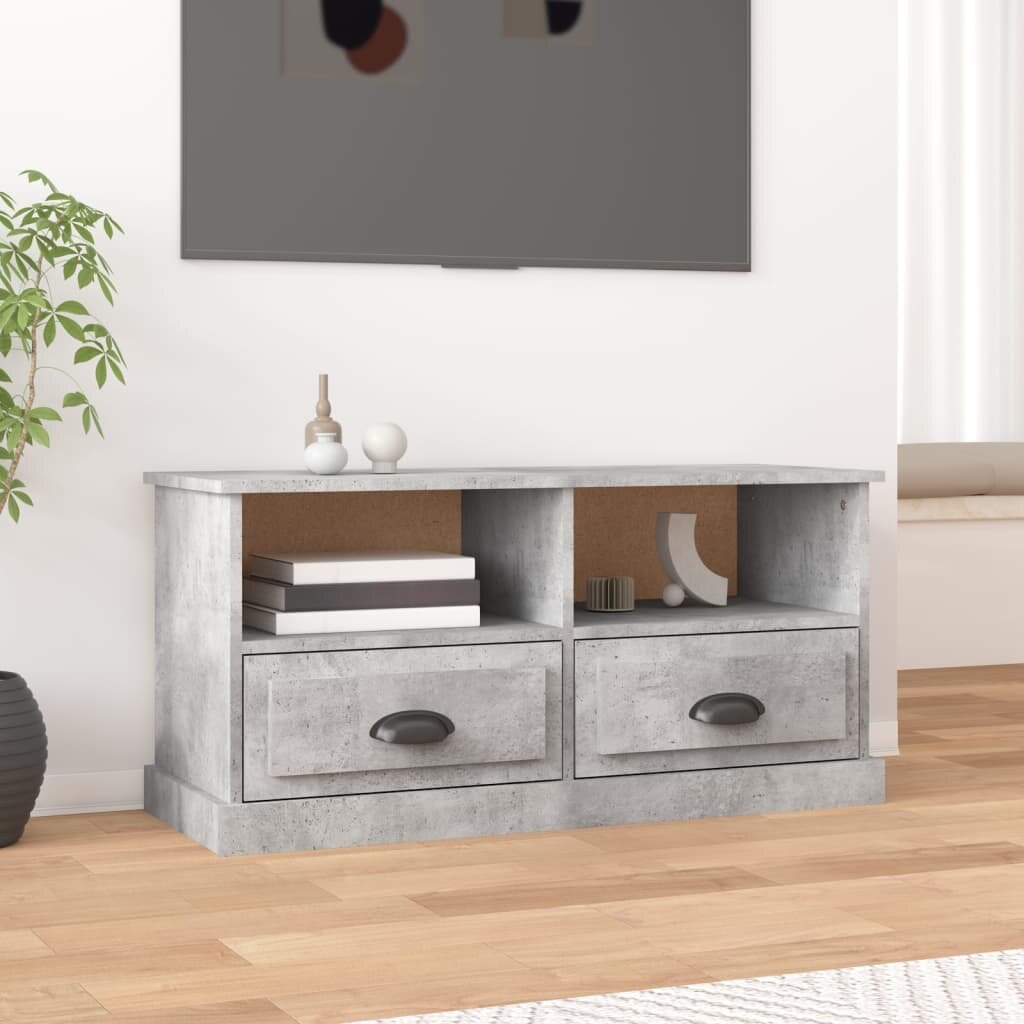 vidaXL ТВ шкаф бетонно сиво 93x355x45 см инженерно дърво