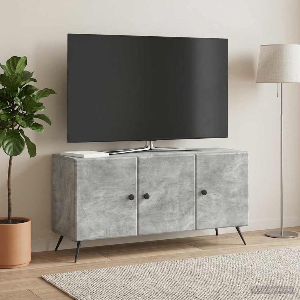 vidaXL ТВ шкаф Бетонно сиво 99 x 345 x 50 см Инженерна дървесина