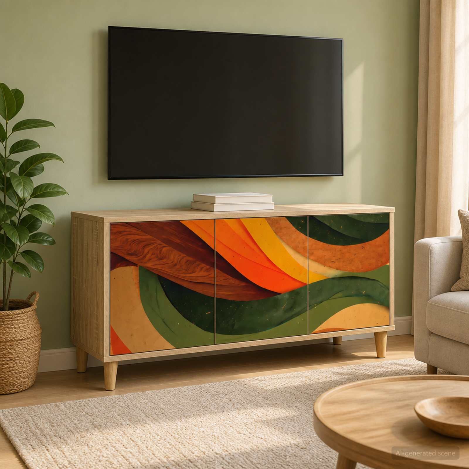 vidaXL ТВ шкаф BONN 102 x 33 x 50 см Сонома Инженерна дървесина