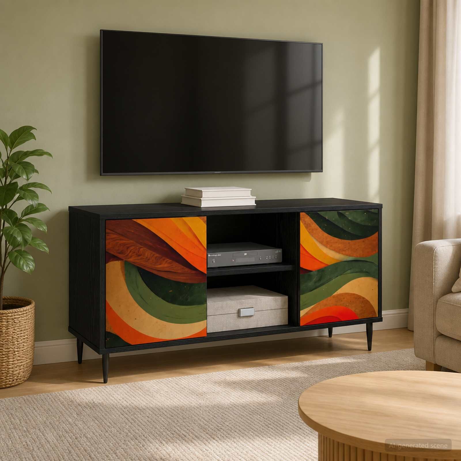vidaXL ТВ шкаф BONN 102 x 33 x 51 см Черен дъб Инженерна дървесина