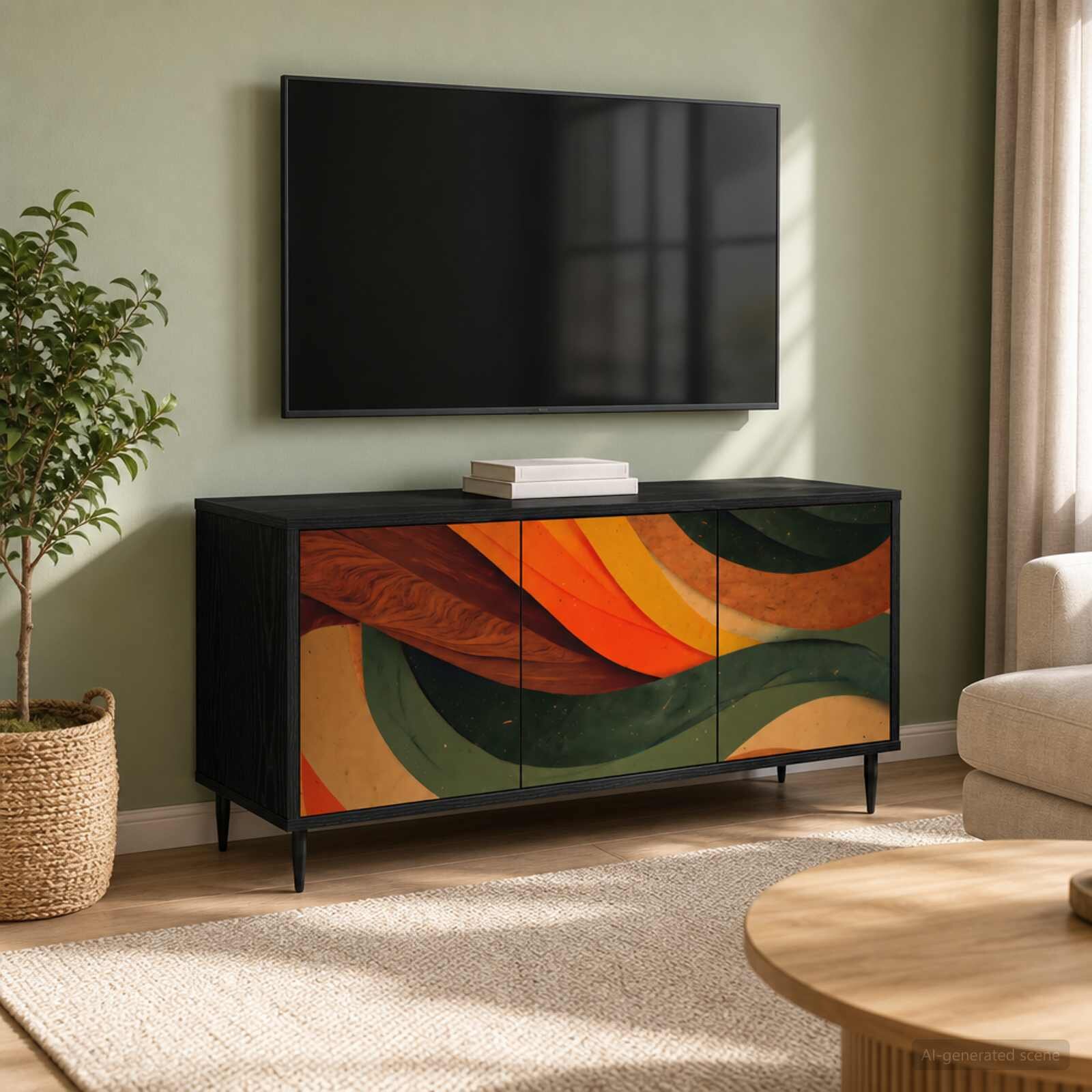 vidaXL ТВ шкаф BONN 102 x 33 x 51 см Черен дъб Инженерна дървесина