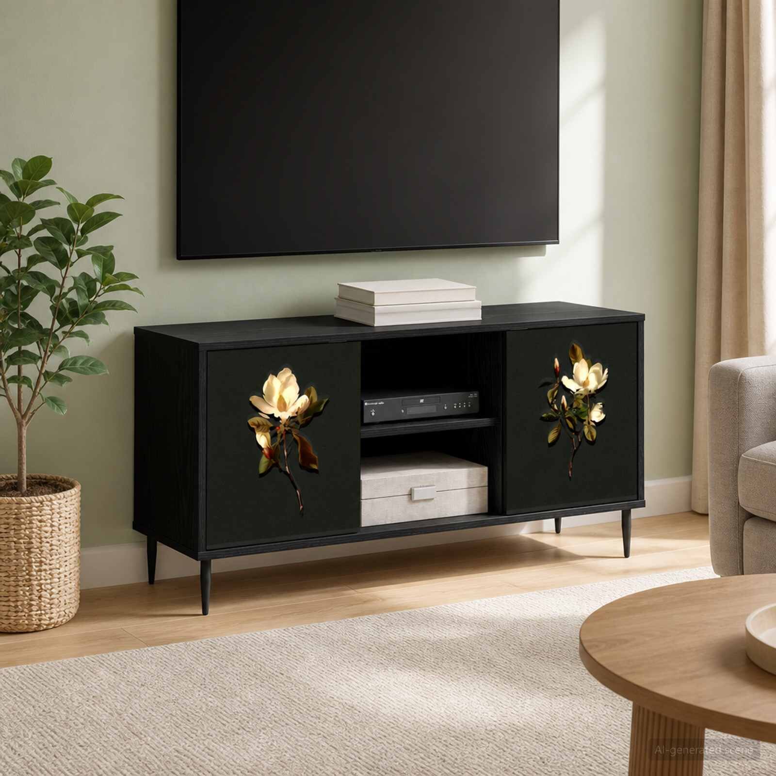 vidaXL ТВ шкаф BREMEN 102 x 33 x 51 см Черен дъб Инженерна дървесина