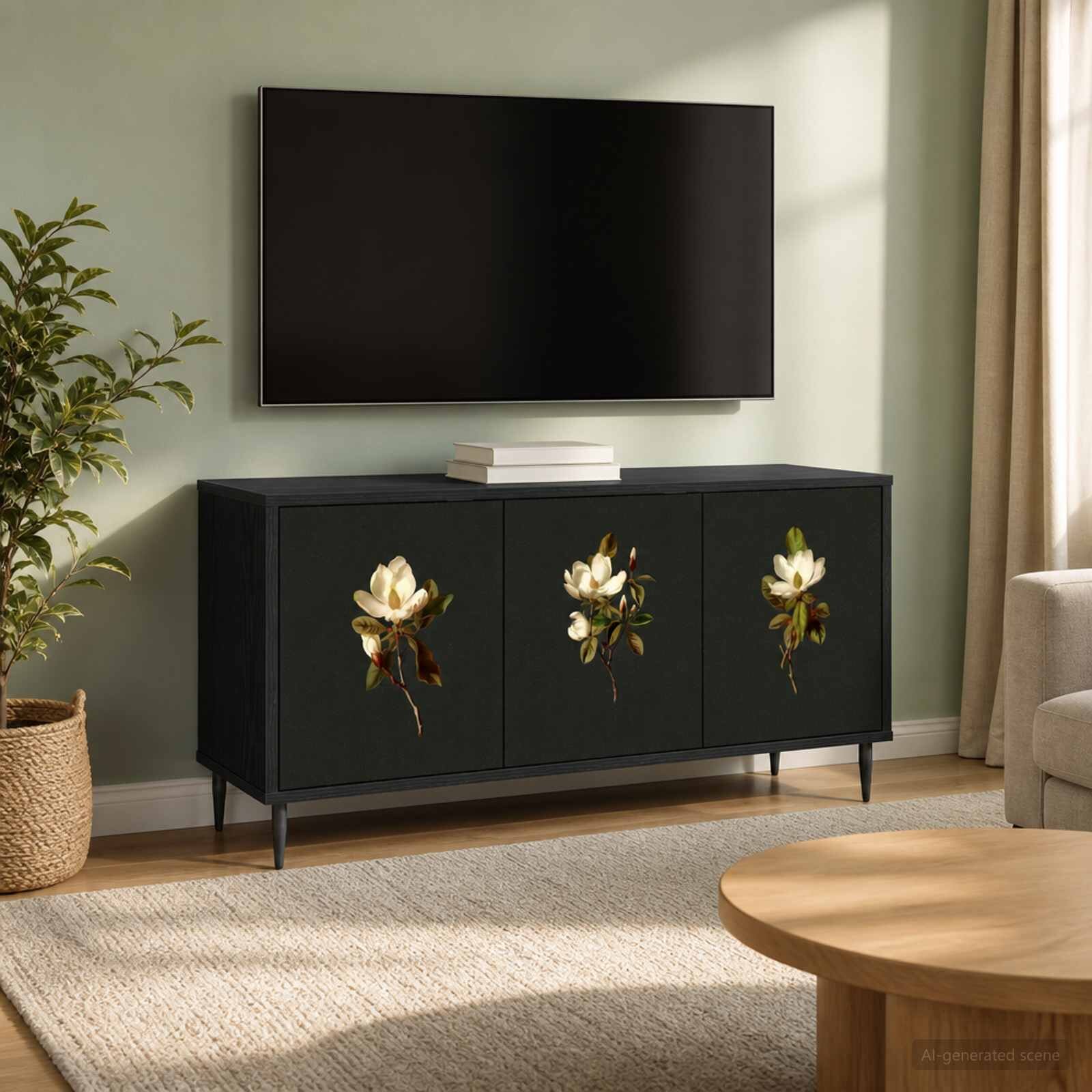 vidaXL ТВ шкаф BREMEN 102 x 33 x 51 см Черен дъб Инженерна дървесина