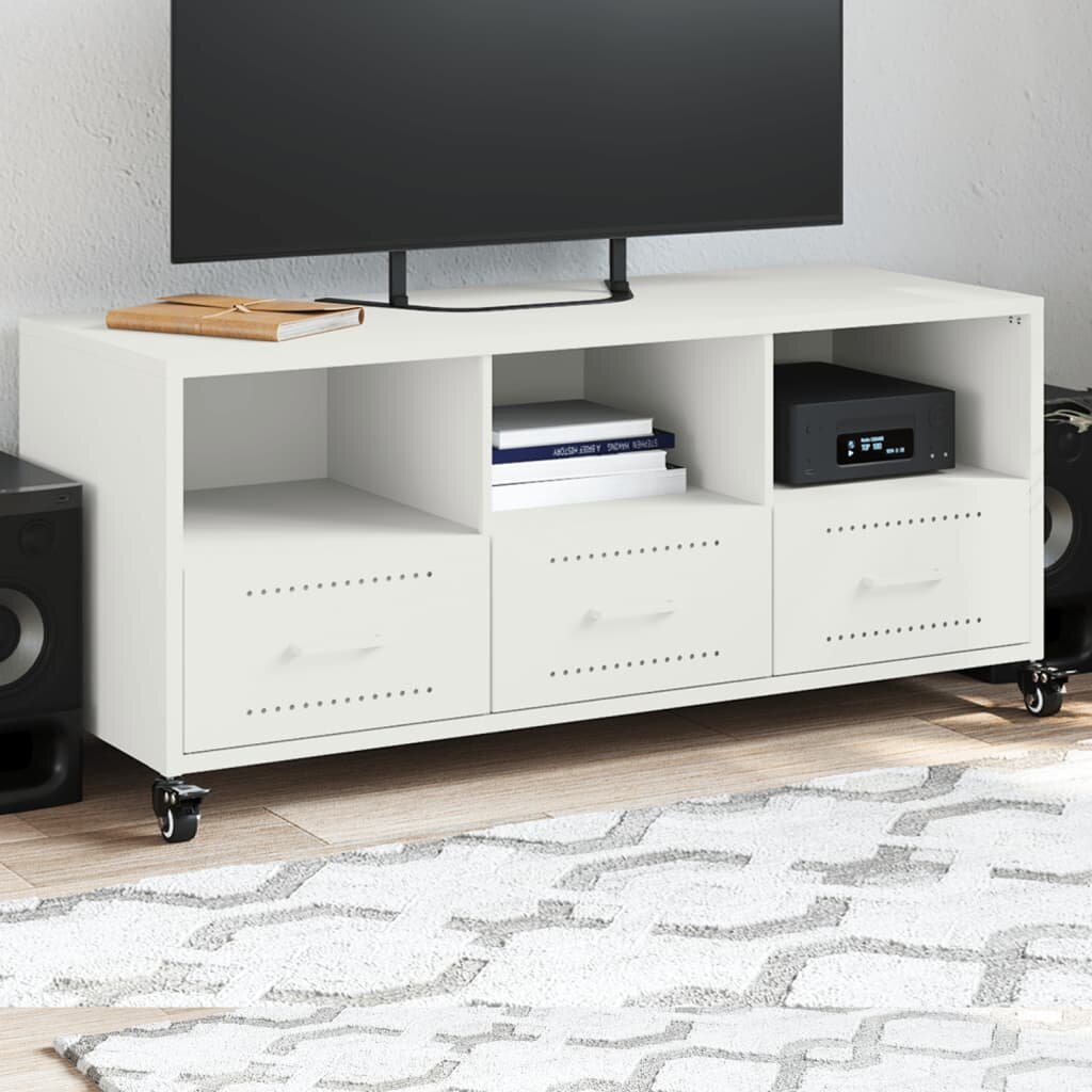 vidaXL ТВ шкаф бял 1005x39x435 см стомана