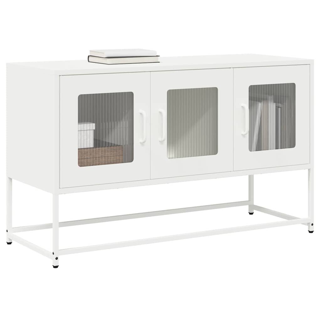 vidaXL ТВ шкаф бял 1005x39x605 cm студено валцувана стомана
