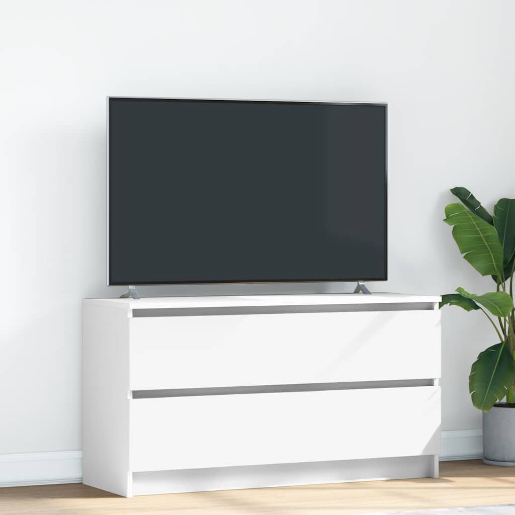 vidaXL ТВ шкаф бял 100x35x54 cm Изработена дървесина