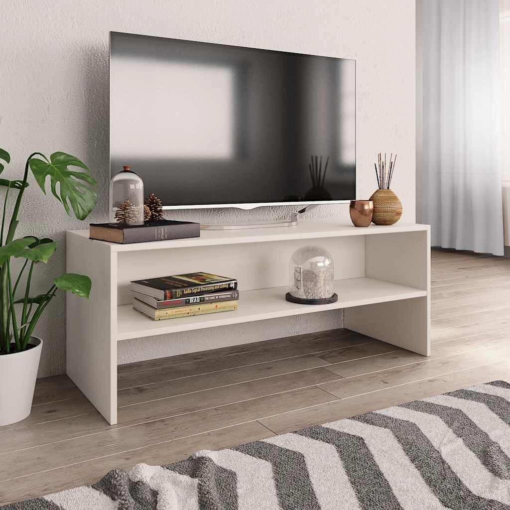 vidaXL ТВ шкаф бял 100x40x40 см инженерно дърво