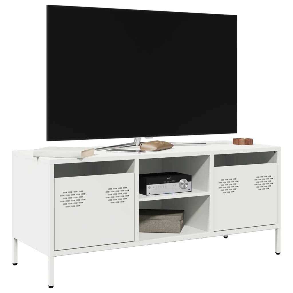 vidaXL ТВ шкаф бял 1015x39x435 см студеновалцувана стомана