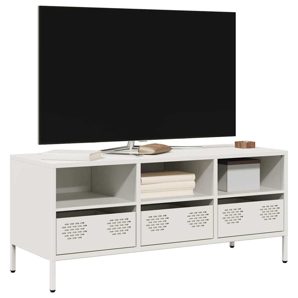 vidaXL ТВ шкаф бял 1015x39x435 см студеновалцувана стомана