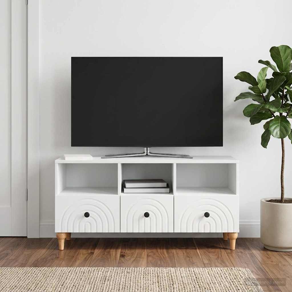 vidaXL ТВ шкаф Бял 102 x 345 x 50 см Инженерен дървен материал
