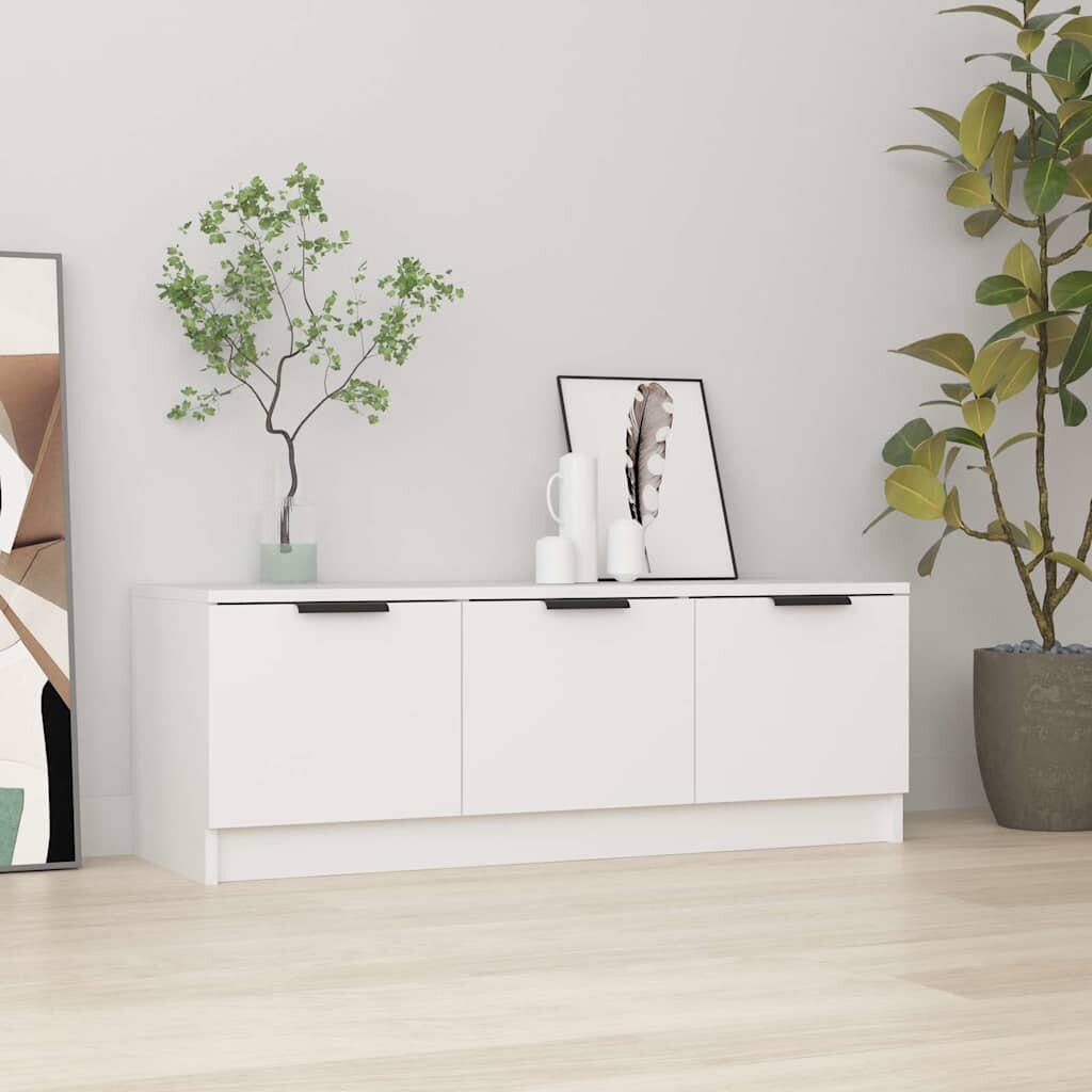 vidaXL ТВ шкаф бял 102x35x365 см инженерно дърво