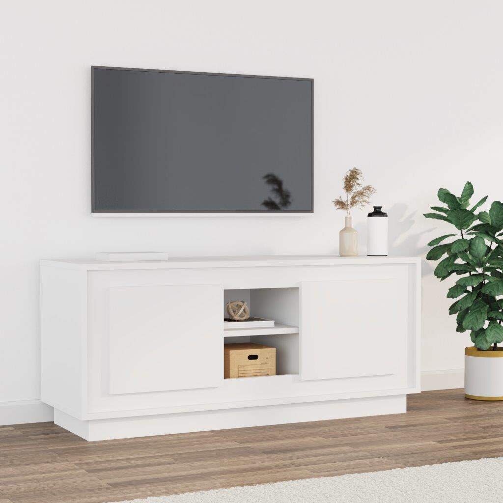 vidaXL ТВ шкаф бял 102x35x45 см инженерно дърво