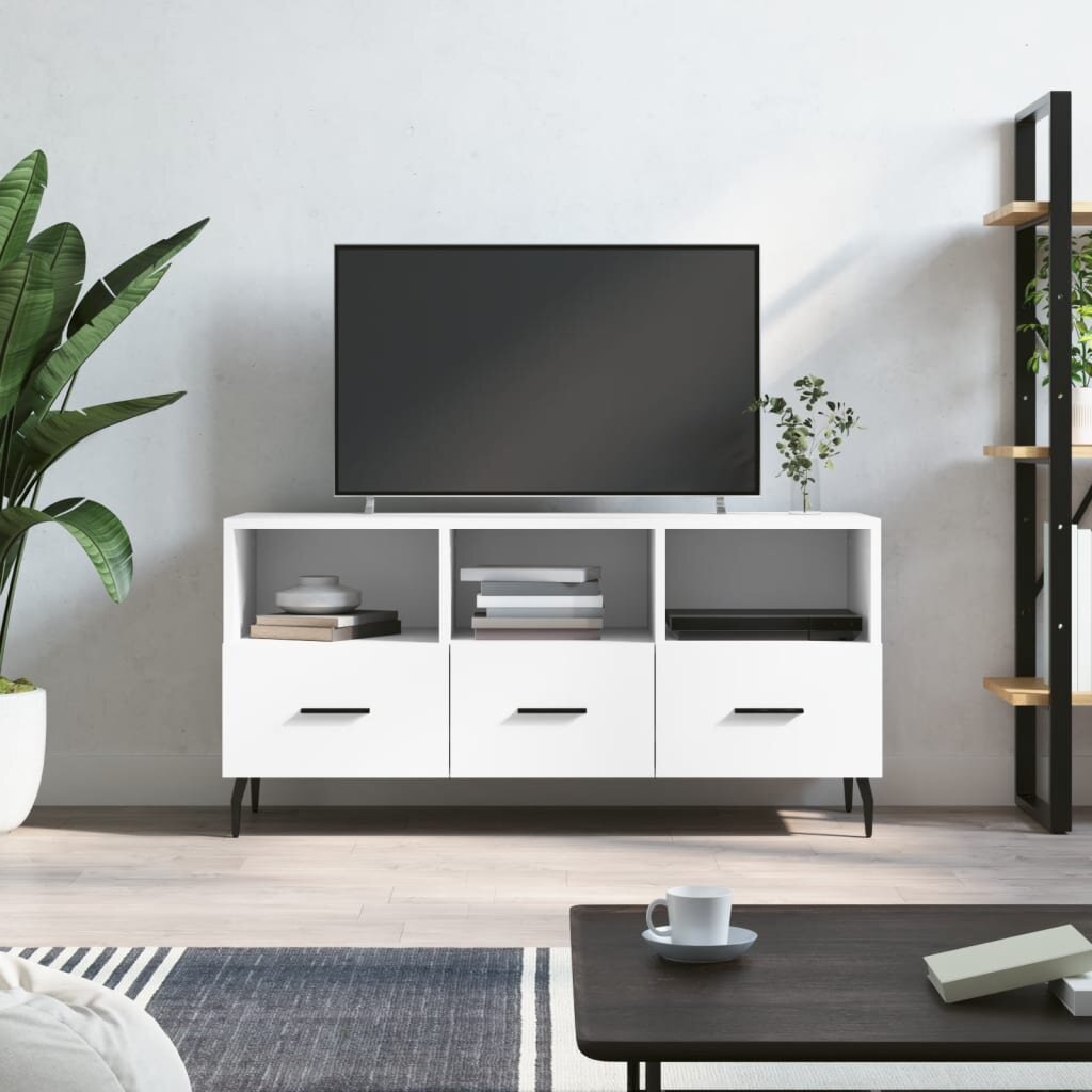 vidaXL ТВ шкаф бял 102x36x50 см инженерно дърво