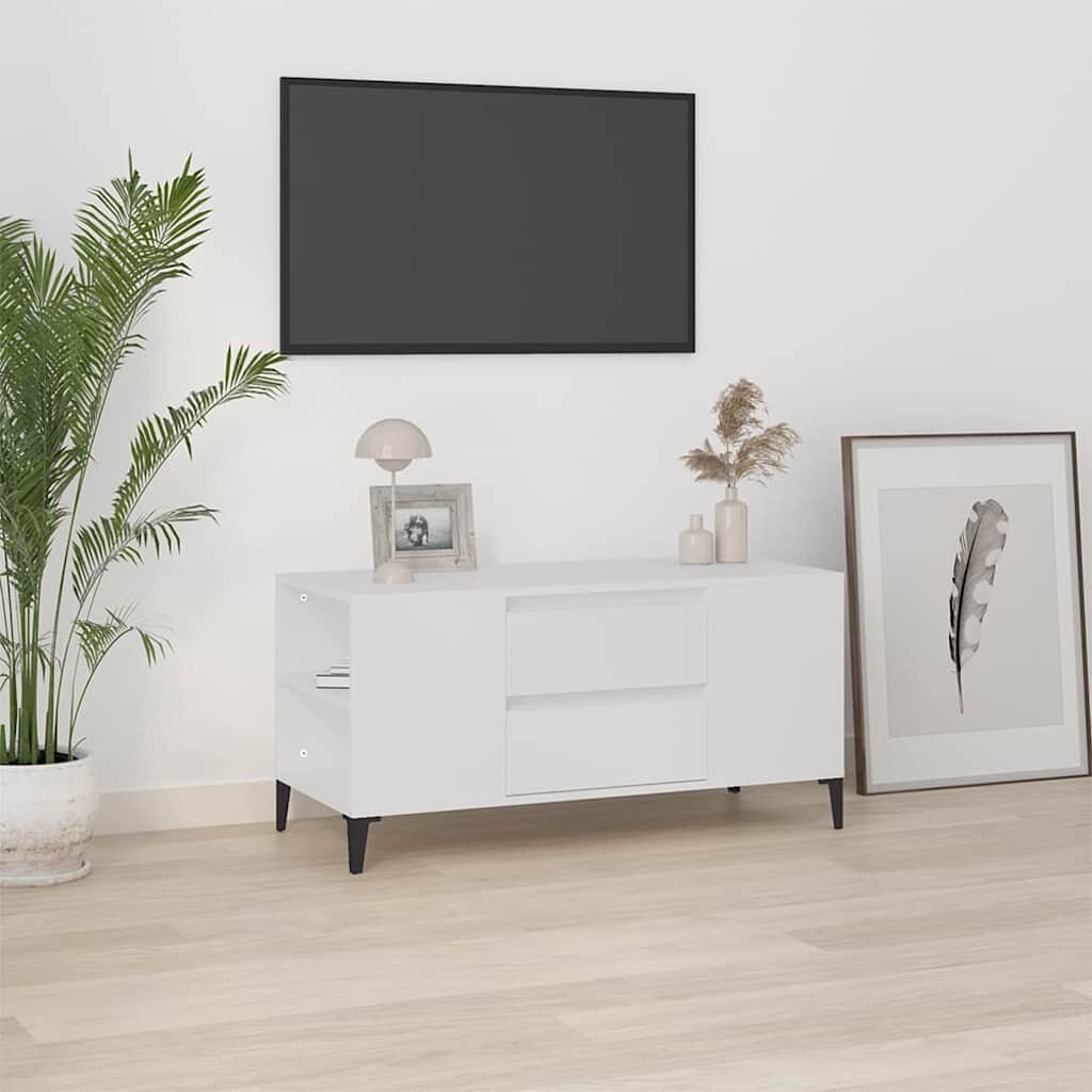 vidaXL ТВ шкаф бял 102x445x50 см инженерно дърво