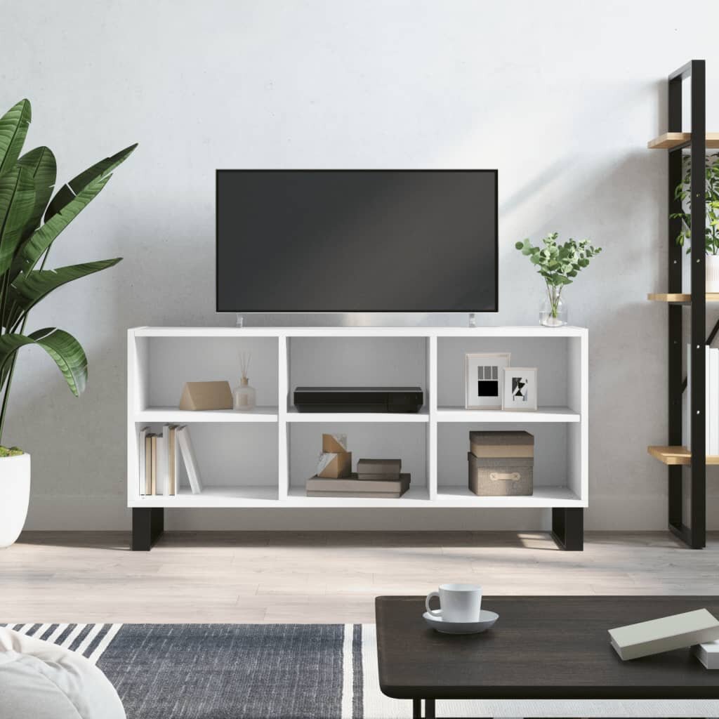 vidaXL ТВ шкаф бял 1035x30x50 см инженерно дърво