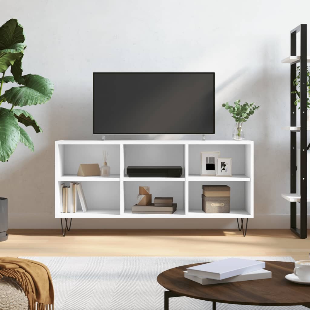 vidaXL ТВ шкаф бял 1035x30x50 см инженерно дърво