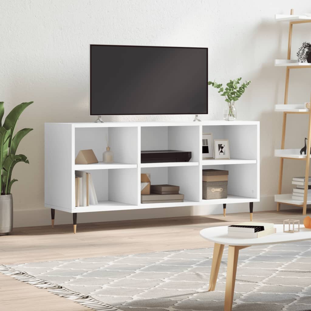 vidaXL ТВ шкаф бял 1035x30x50 см инженерно дърво