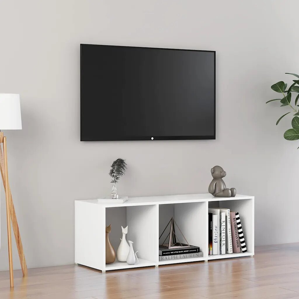 vidaXL ТВ шкаф бял 107x35x37 см инженерно дърво