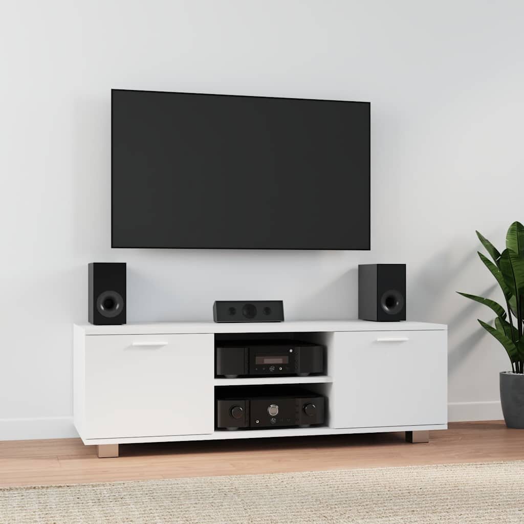 vidaXL ТВ шкаф бял 120x405x35 см инженерно дърво