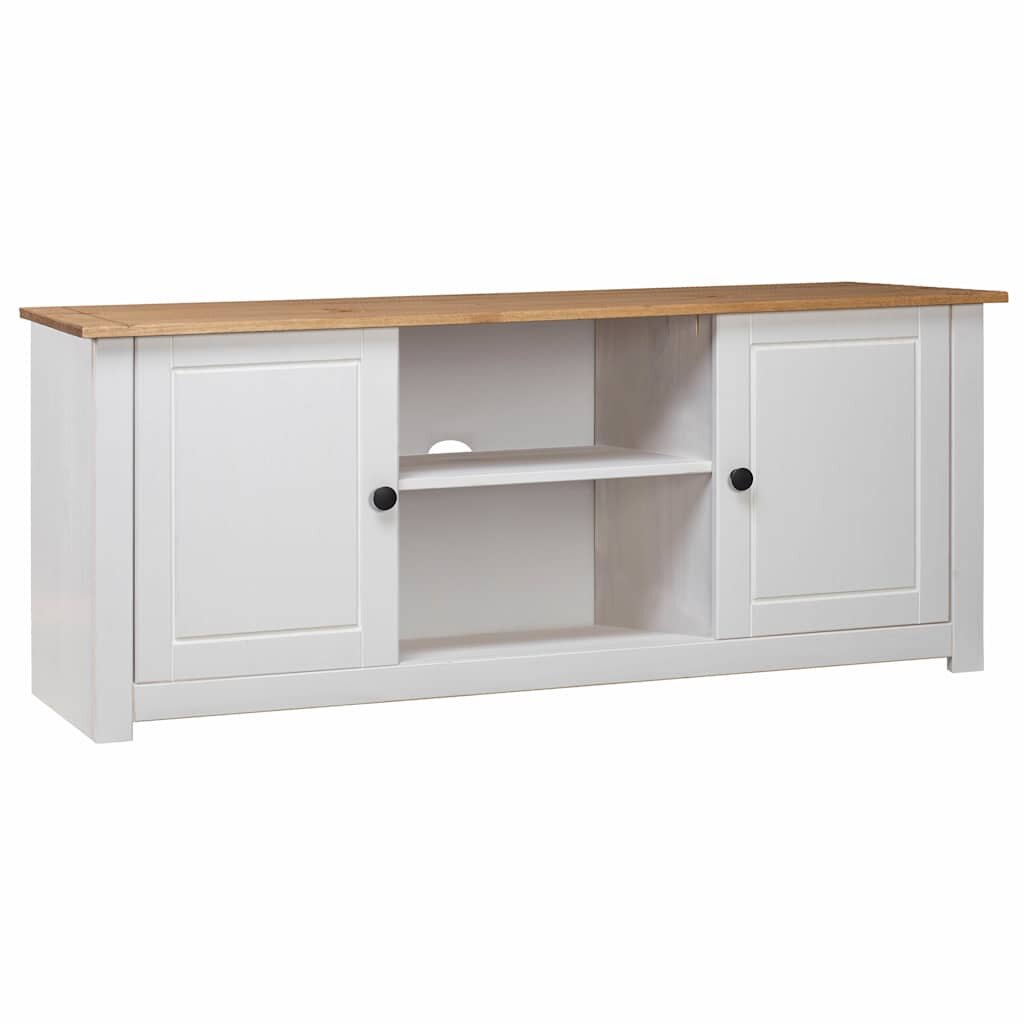 vidaXL ТВ шкаф бял 120x40x50 см бор масив Panama Range