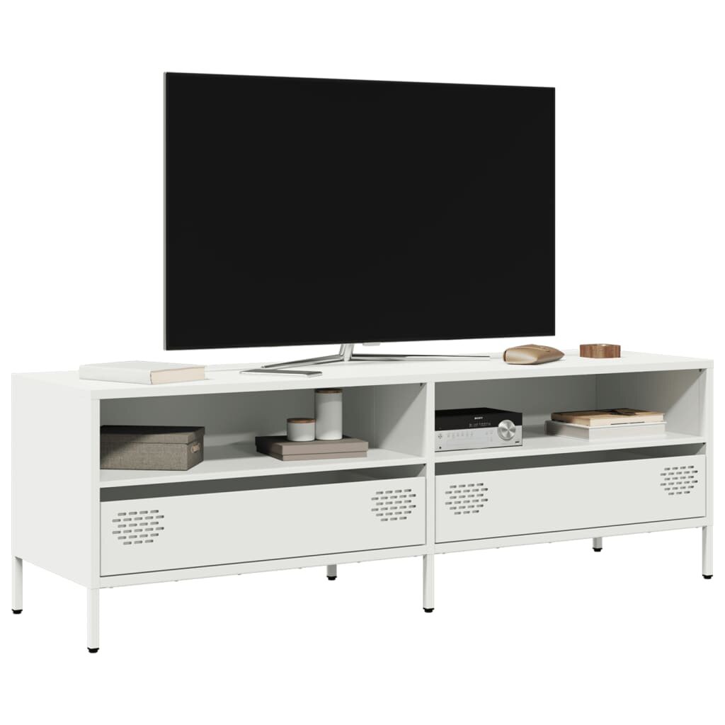vidaXL ТВ шкаф бял 135x39x435 см студеновалцувана стомана