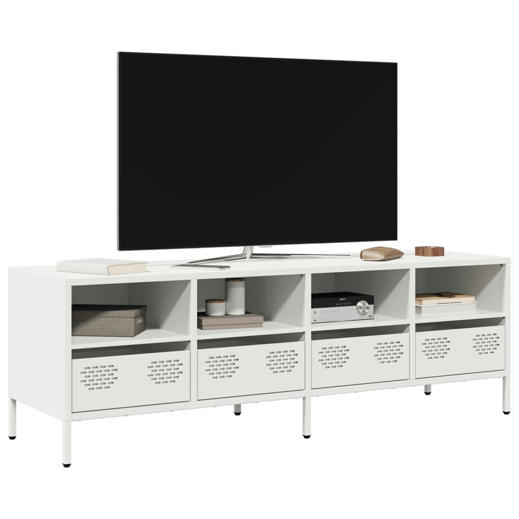 vidaXL ТВ шкаф бял 135x39x435 см студеновалцувана стомана