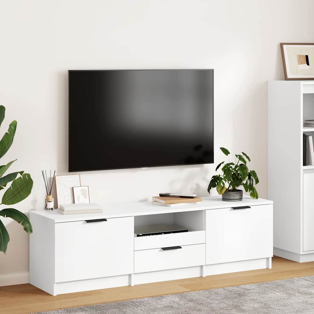 vidaXL ТВ шкаф бял 140x35x40 см инженерно дърво