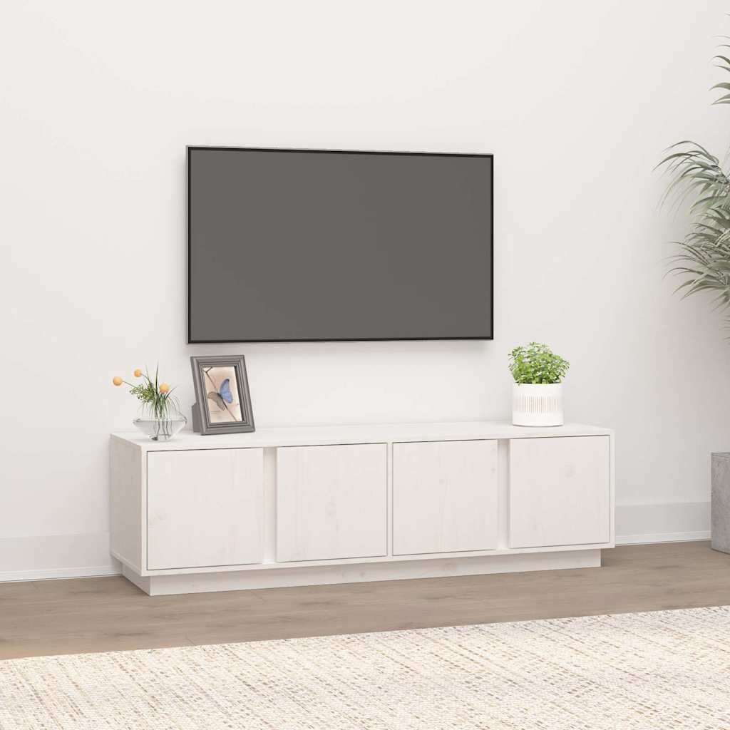 vidaXL ТВ шкаф бял 140x40x40 см бор масив