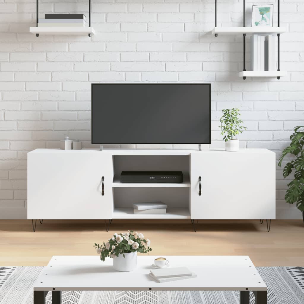 vidaXL ТВ шкаф бял 150x30x50 см инженерно дърво