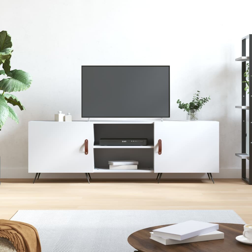 vidaXL ТВ шкаф бял 150x30x50 см инженерно дърво