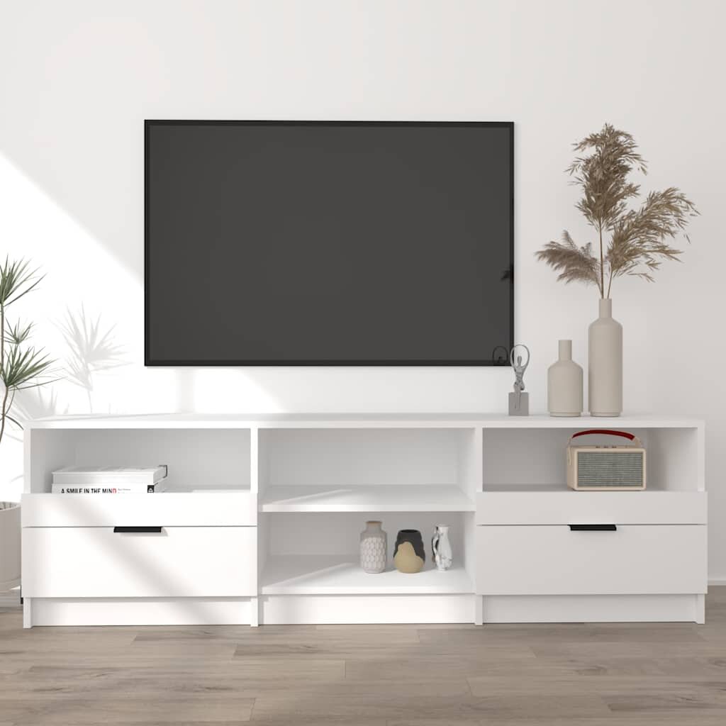 vidaXL ТВ шкаф бял 150x335x45 см инженерно дърво