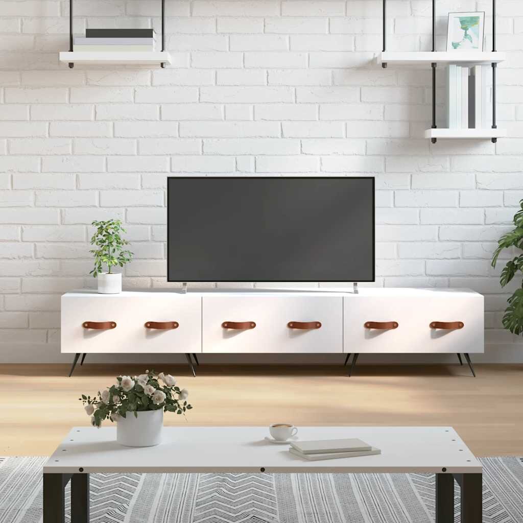 vidaXL ТВ шкаф бял 150x36x30 см инженерно дърво