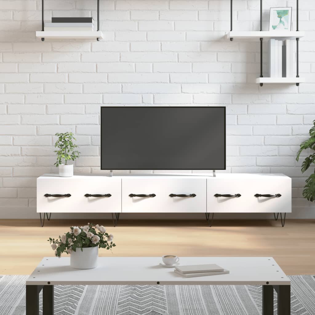 vidaXL ТВ шкаф бял 150x36x30 см инженерно дърво