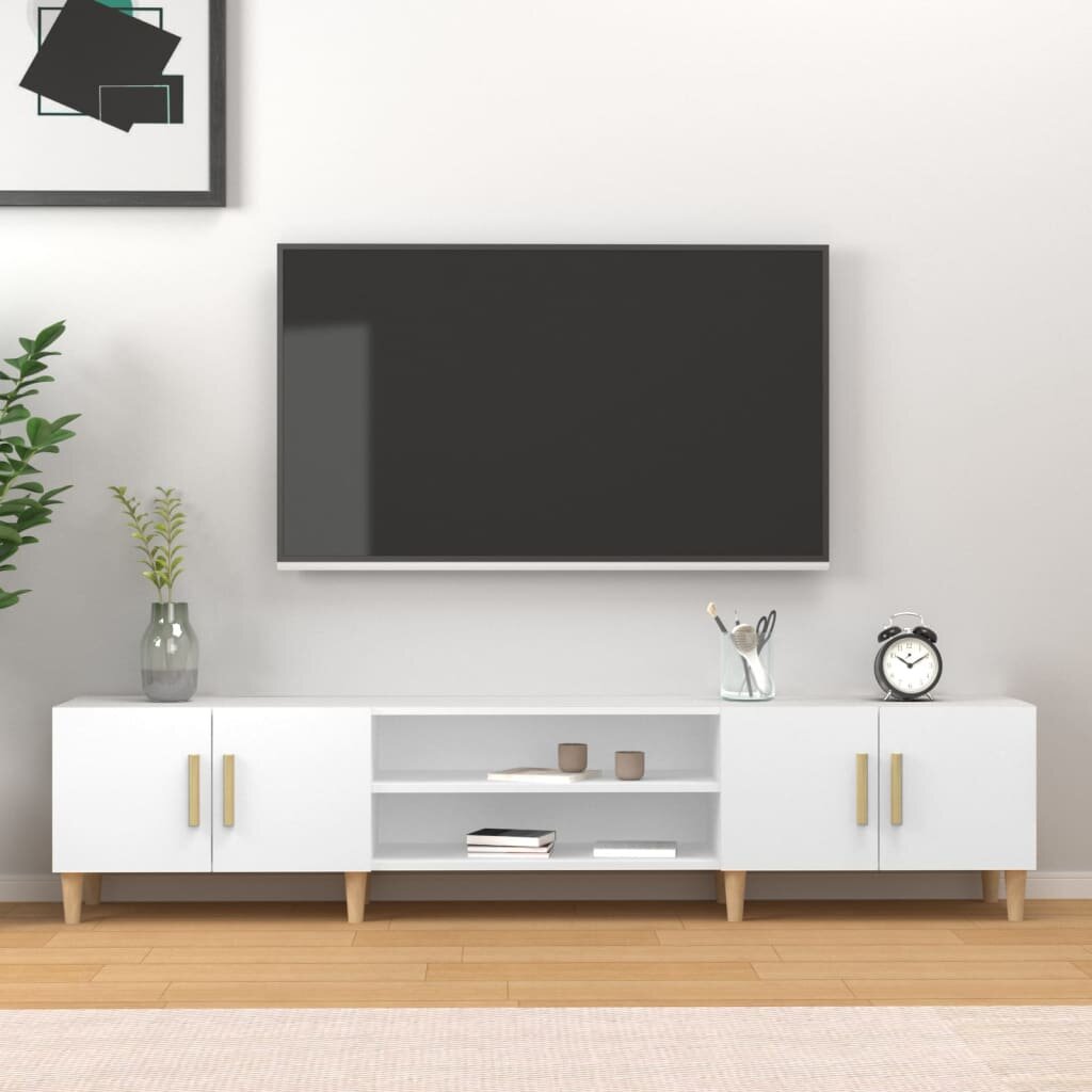 vidaXL ТВ шкаф бял 180x315x40 см инженерно дърво