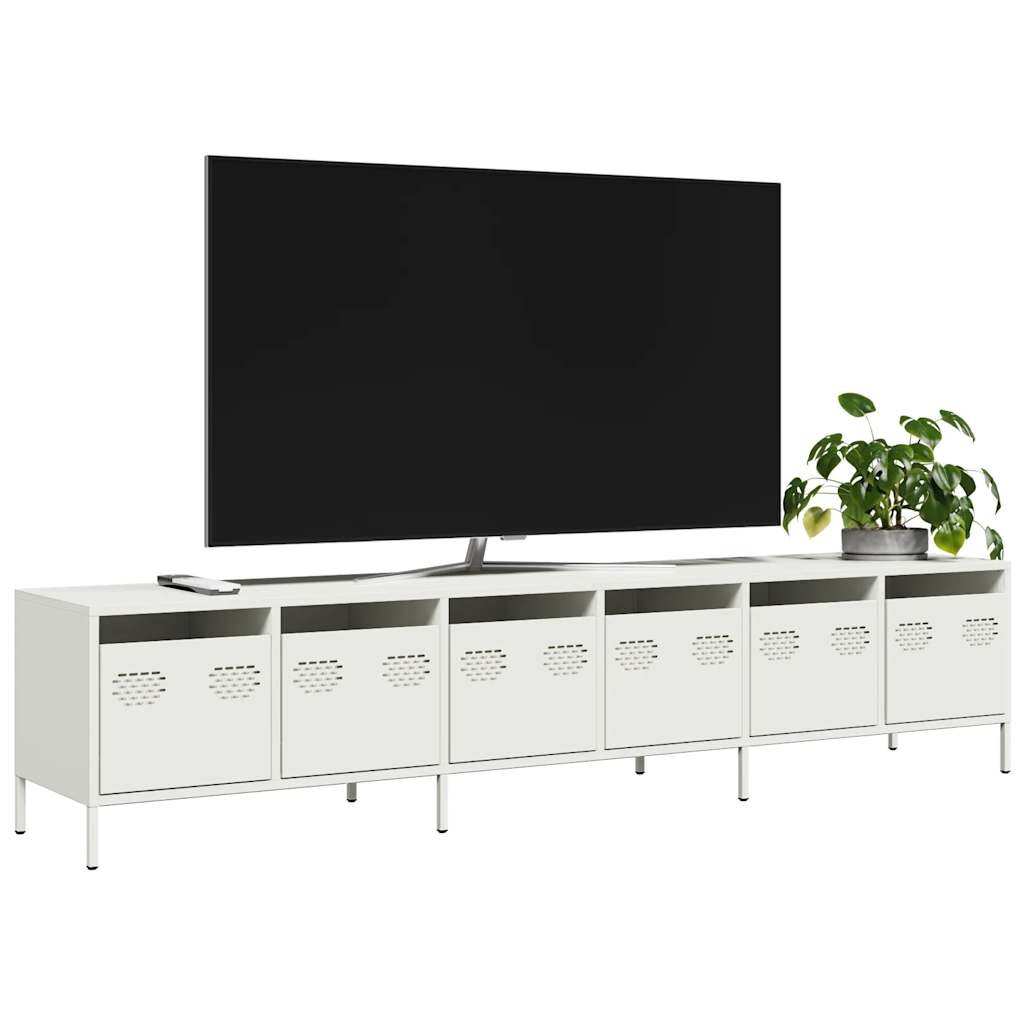 vidaXL ТВ шкаф бял 202x39x435 см студеновалцувана стомана