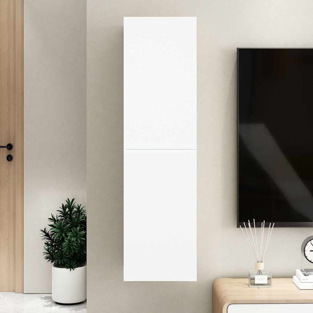 vidaXL ТВ шкаф бял 305x30x110 см инженерно дърво