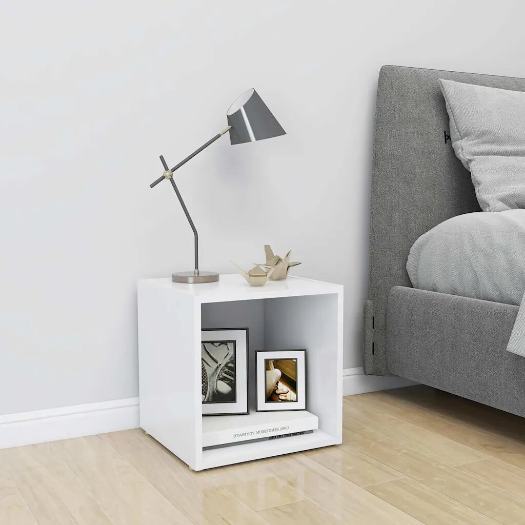 vidaXL ТВ шкаф бял 37x35x37 см инженерно дърво
