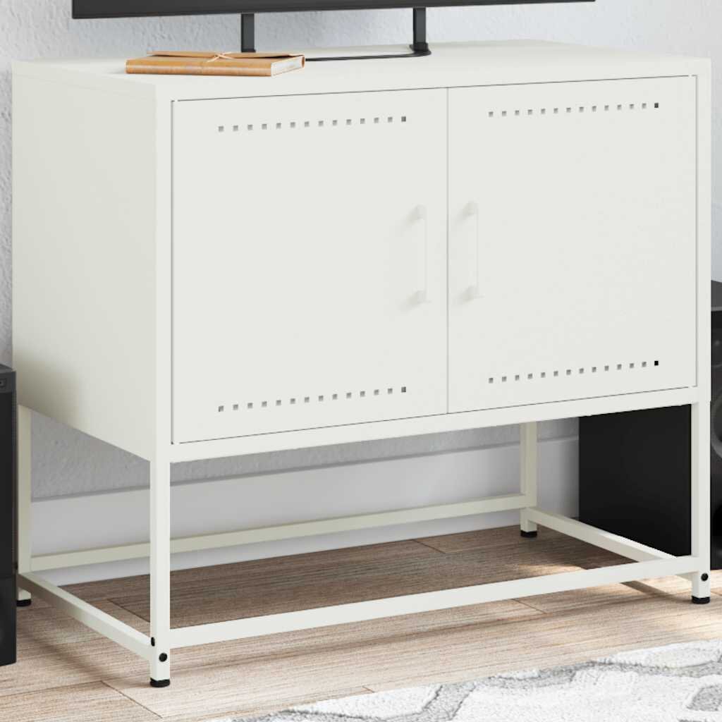 vidaXL ТВ шкаф бял 685x39x605 см стомана