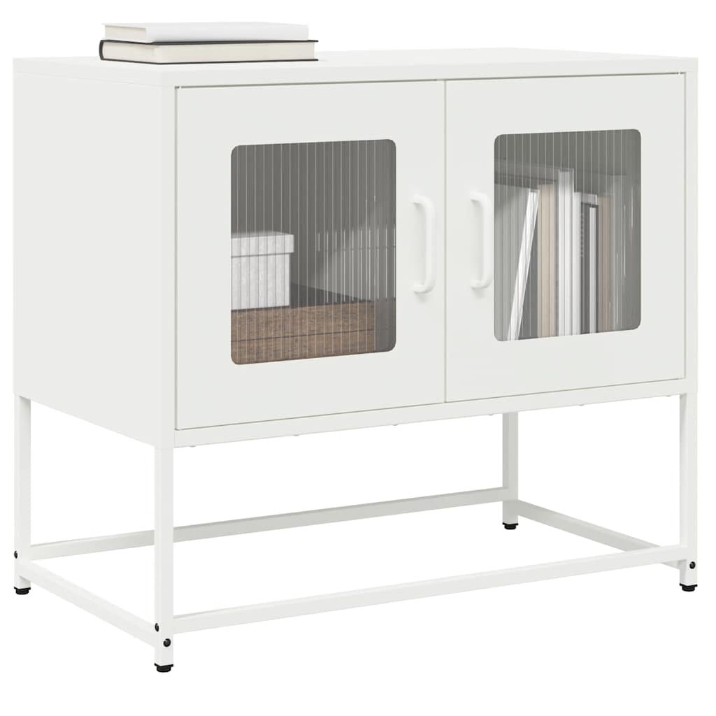 vidaXL ТВ шкаф бял 68x39x605 cm Студено валцувана стомана