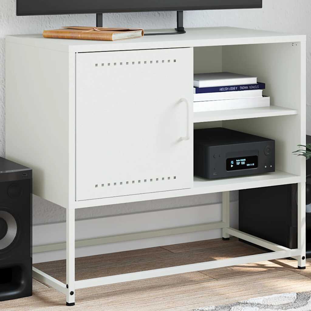 vidaXL ТВ шкаф бял 68x39x605 см стомана