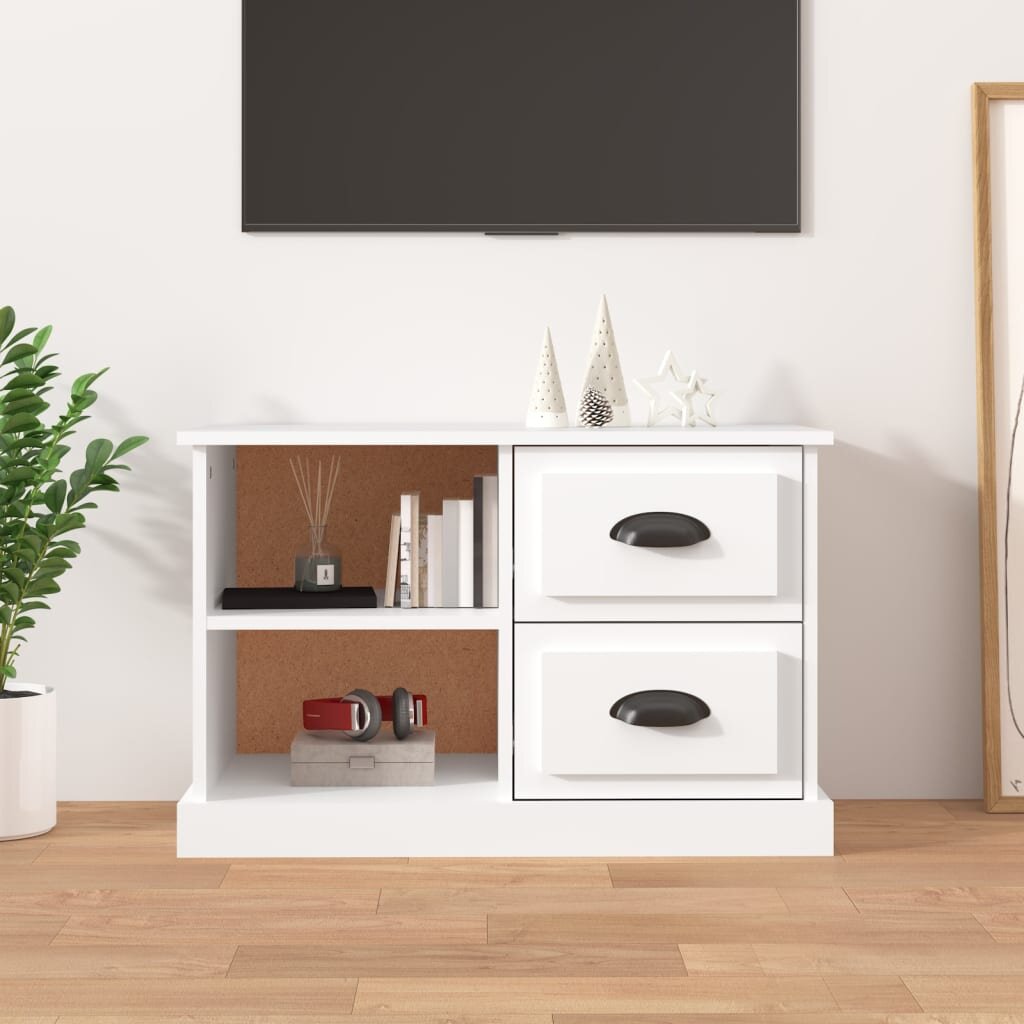 vidaXL ТВ шкаф бял 73x355x475 см инженерно дърво