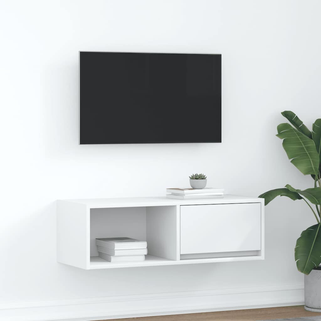 vidaXL ТВ шкаф бял 80x31x255 см инженерно дърво
