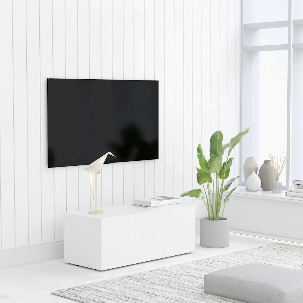 vidaXL ТВ шкаф бял 80x34x30 см инженерно дърво