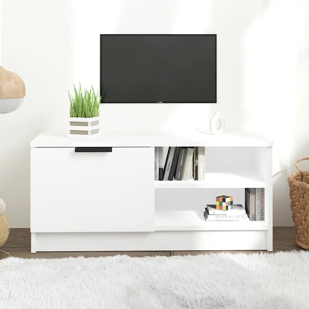 vidaXL ТВ шкаф бял 80x35x365 см инженерно дърво