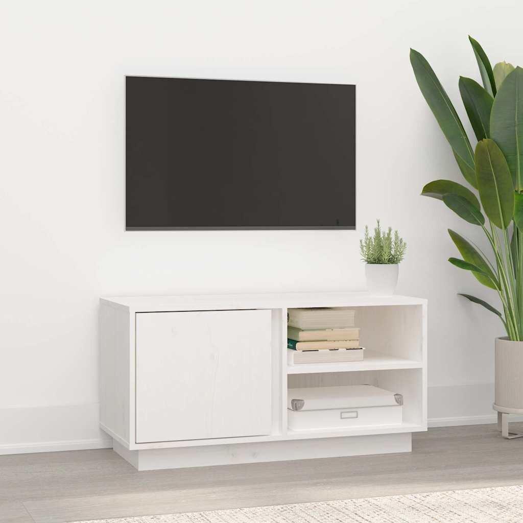 vidaXL ТВ шкаф бял 80x35x405 см бор масив