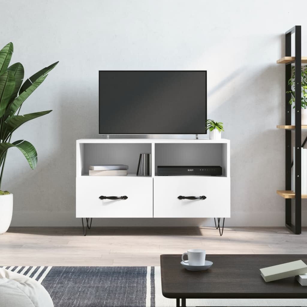 vidaXL ТВ шкаф бял 80x36x50 см инженерно дърво