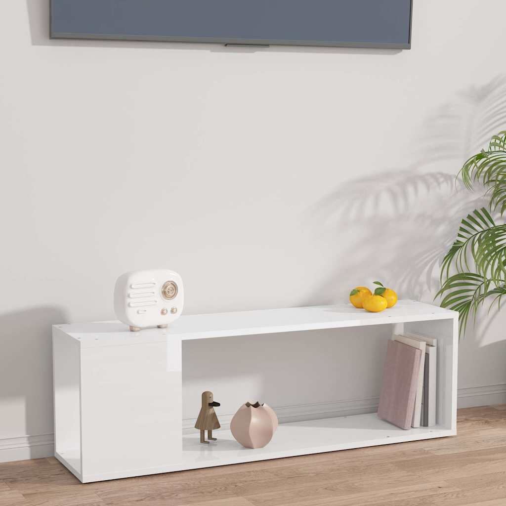 vidaXL ТВ шкаф бял гланц 100x24x32 см инженерно дърво