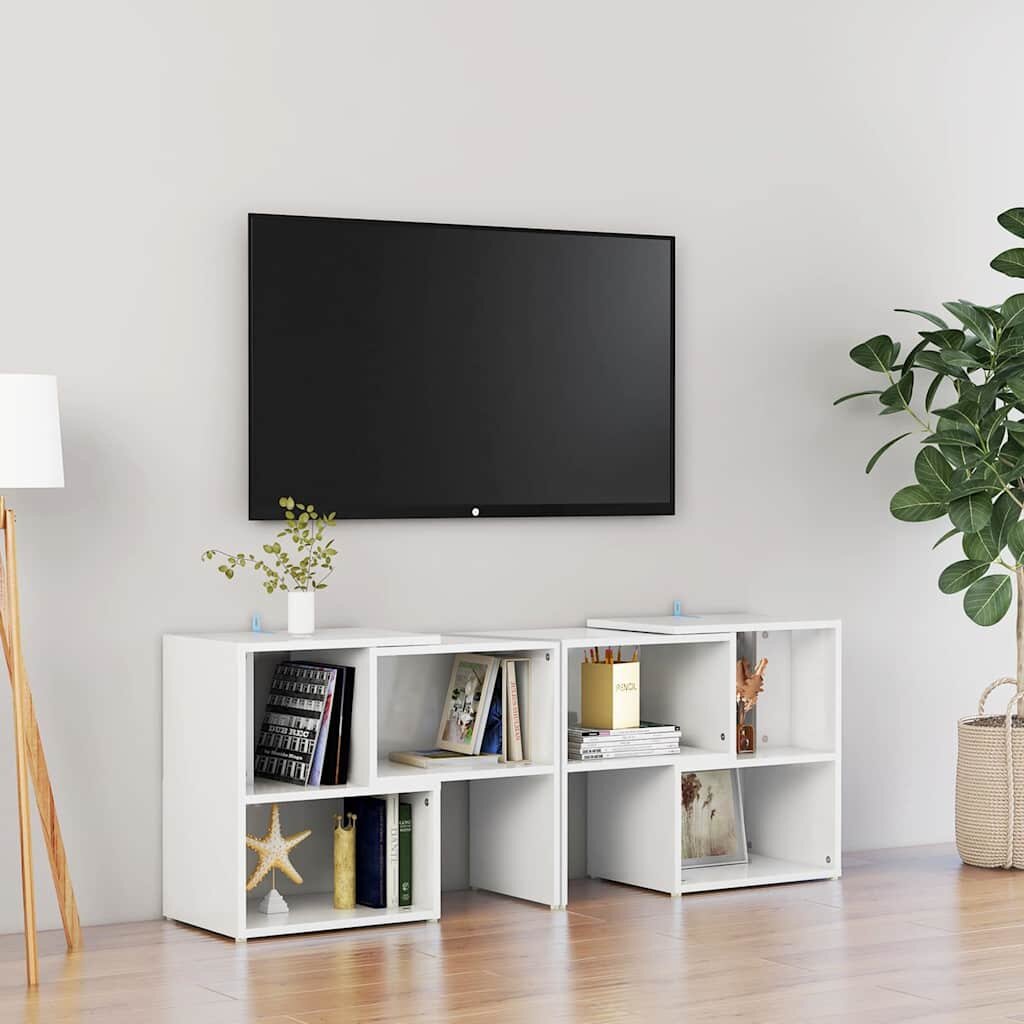 vidaXL ТВ шкаф бял гланц 104x30x52 см инженерно дърво