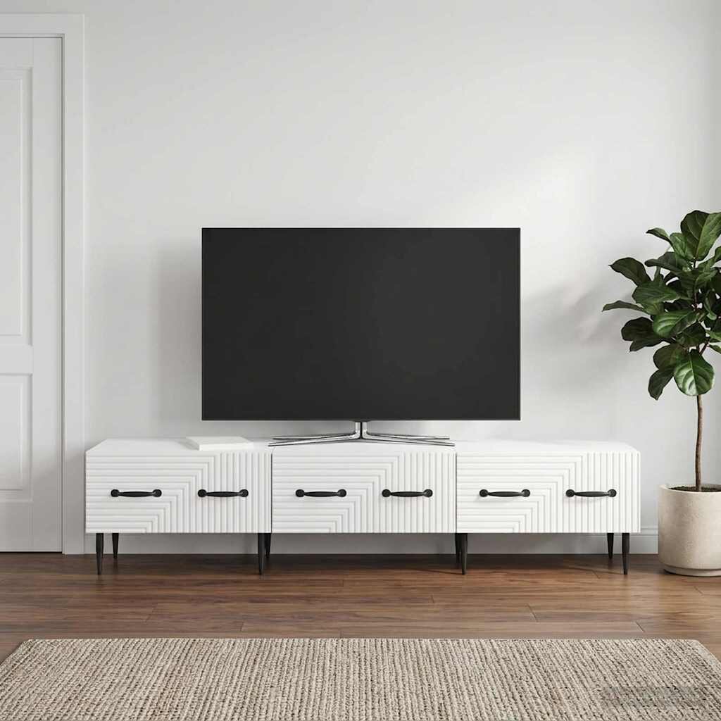 vidaXL ТВ шкаф Бял гланц 147 x 345 x 30 см Инженерна дървесина
