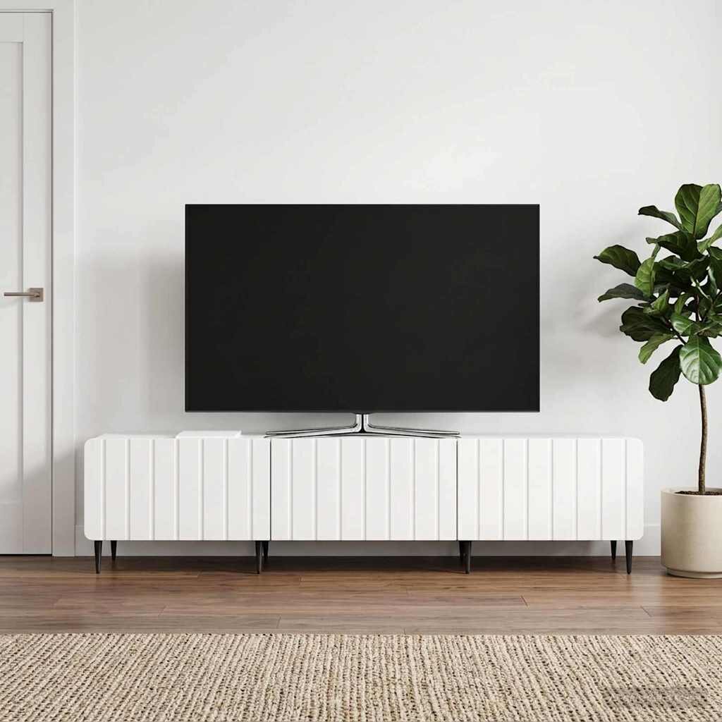 vidaXL ТВ шкаф Бял гланц 147 x 345 x 32 см Инженерна дървесина